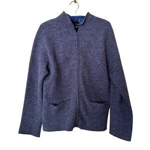 Vintage Eileen Fisher Sweater Jacket Women's XS / S Heather Boiled Wool Zip Up